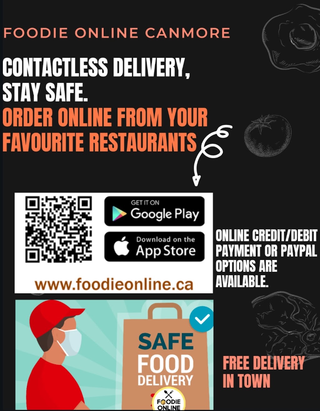 Foodie Online Food delivery Canmore & Banff | 1615B 1 Ave, Canmore, AB T1W 1M7, Canada | Phone: (403) 888-0807