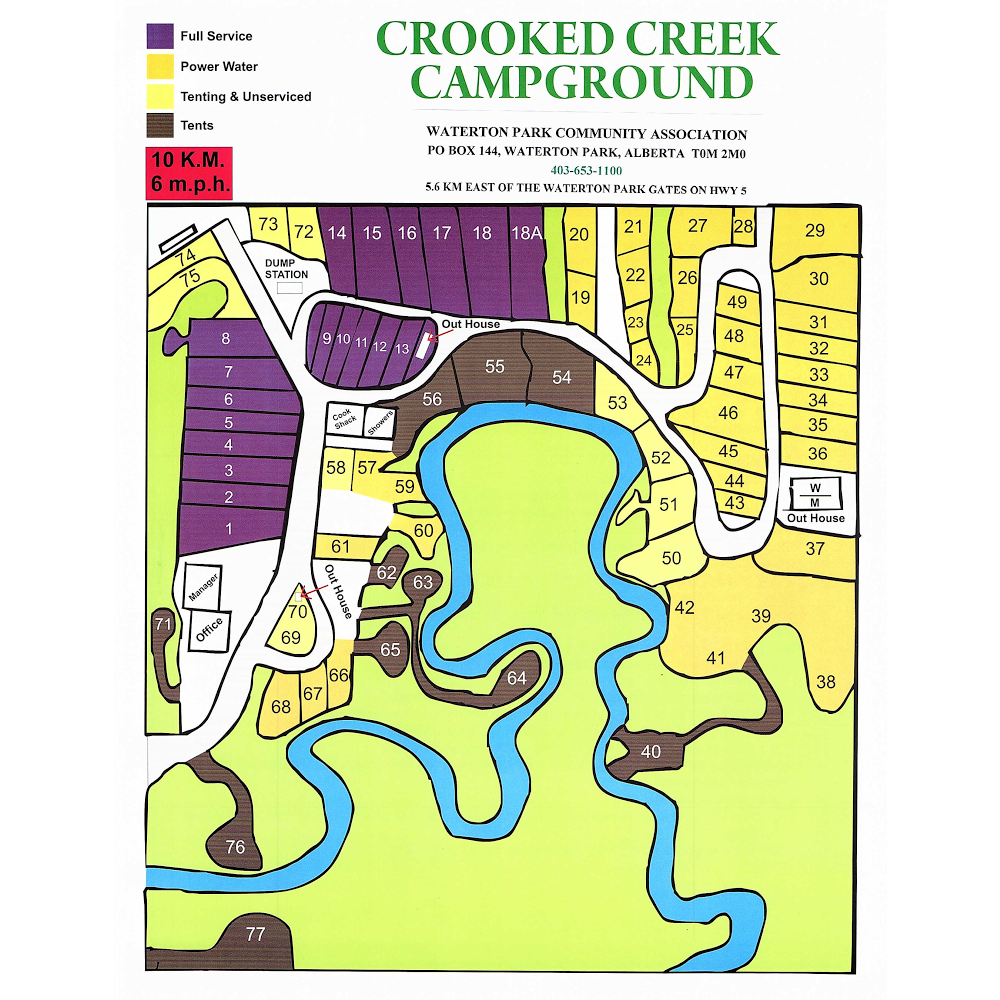 Crooked Creek Campground | AB-5, Waterton Park, AB T0K 2M0, Canada | Phone: (403) 653-1100
