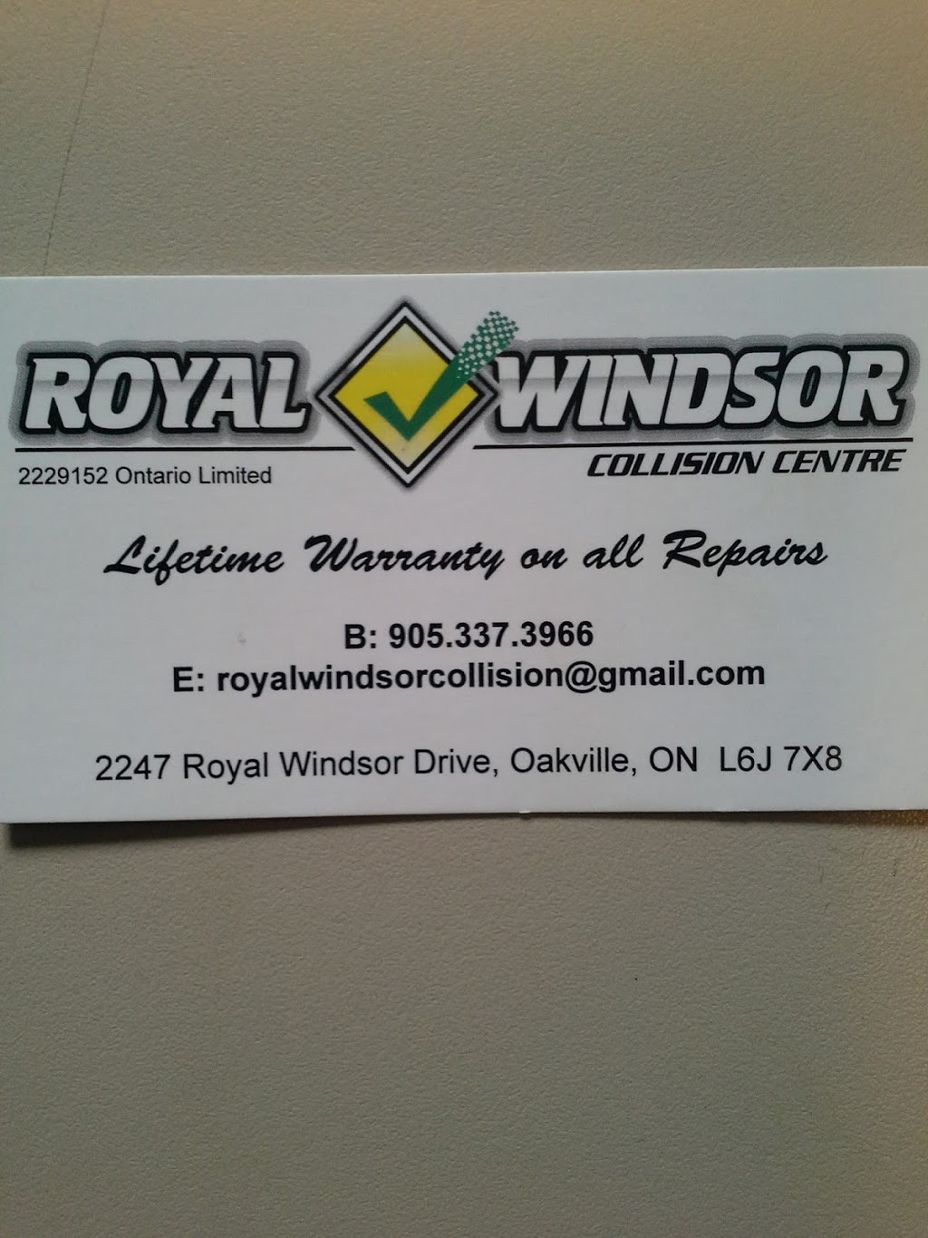 Royal Windsor Collision Centre | 2247 Royal Windsor Dr, Oakville, ON L6J 7X8, Canada | Phone: (905) 337-3966
