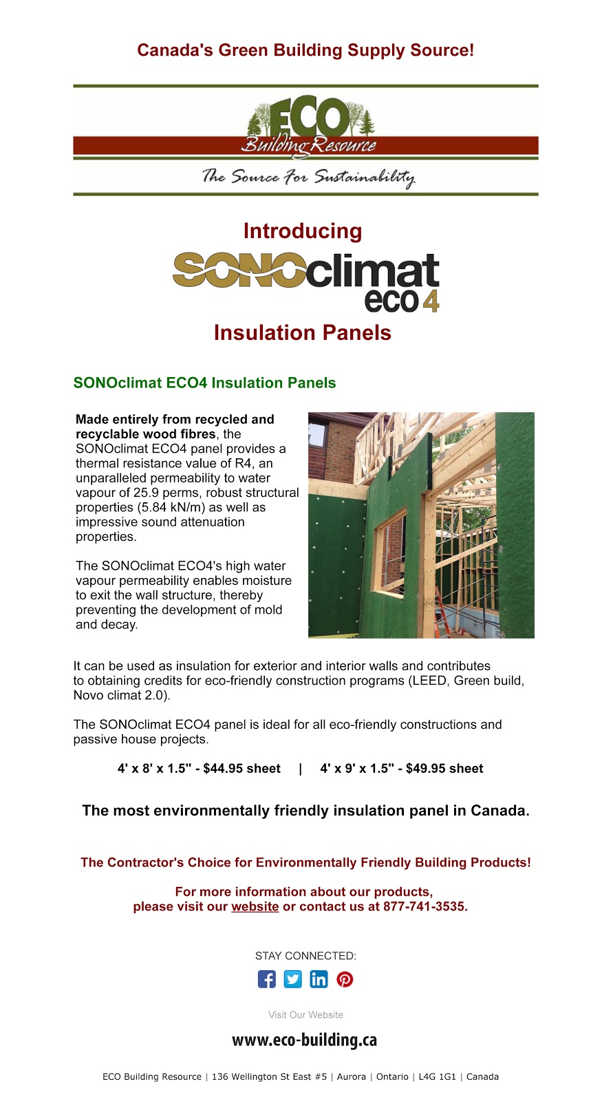 Eco Building Resource | 136 Wellington St E #5, Aurora, ON L4G 1J1, Canada | Phone: (905) 841-3535