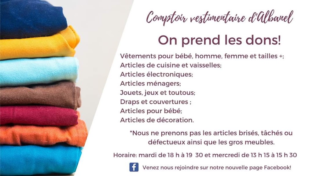 Comptoir vestimentaire dAlbanel | 98 Rue Industrielle, Albanel, QC G8M 3H5, Canada | Phone: (418) 279-5886