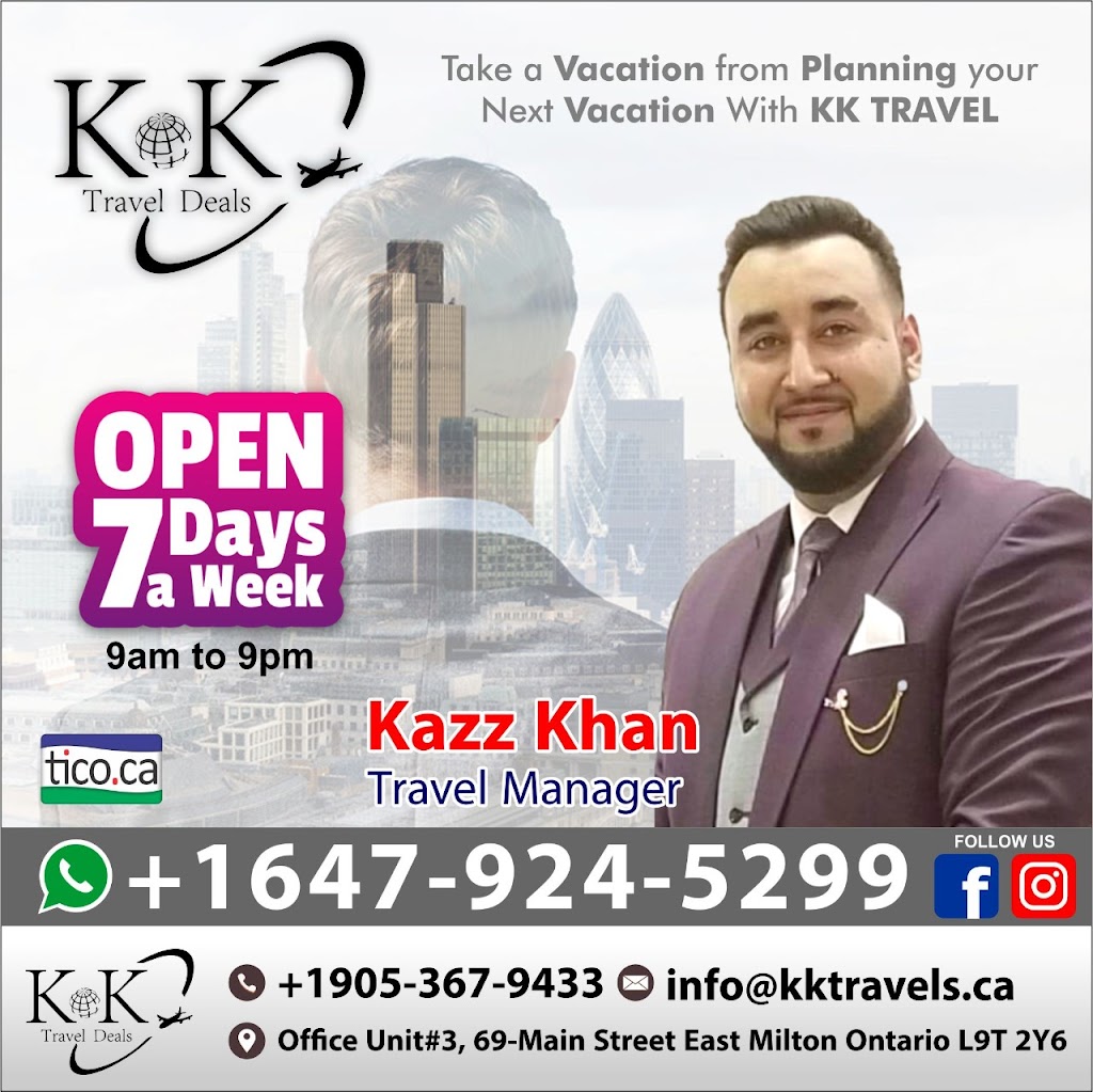 KK Travels | 69 Main St E Unit 3, Milton, ON L9T 2Y6, Canada | Phone: (905) 367-9433