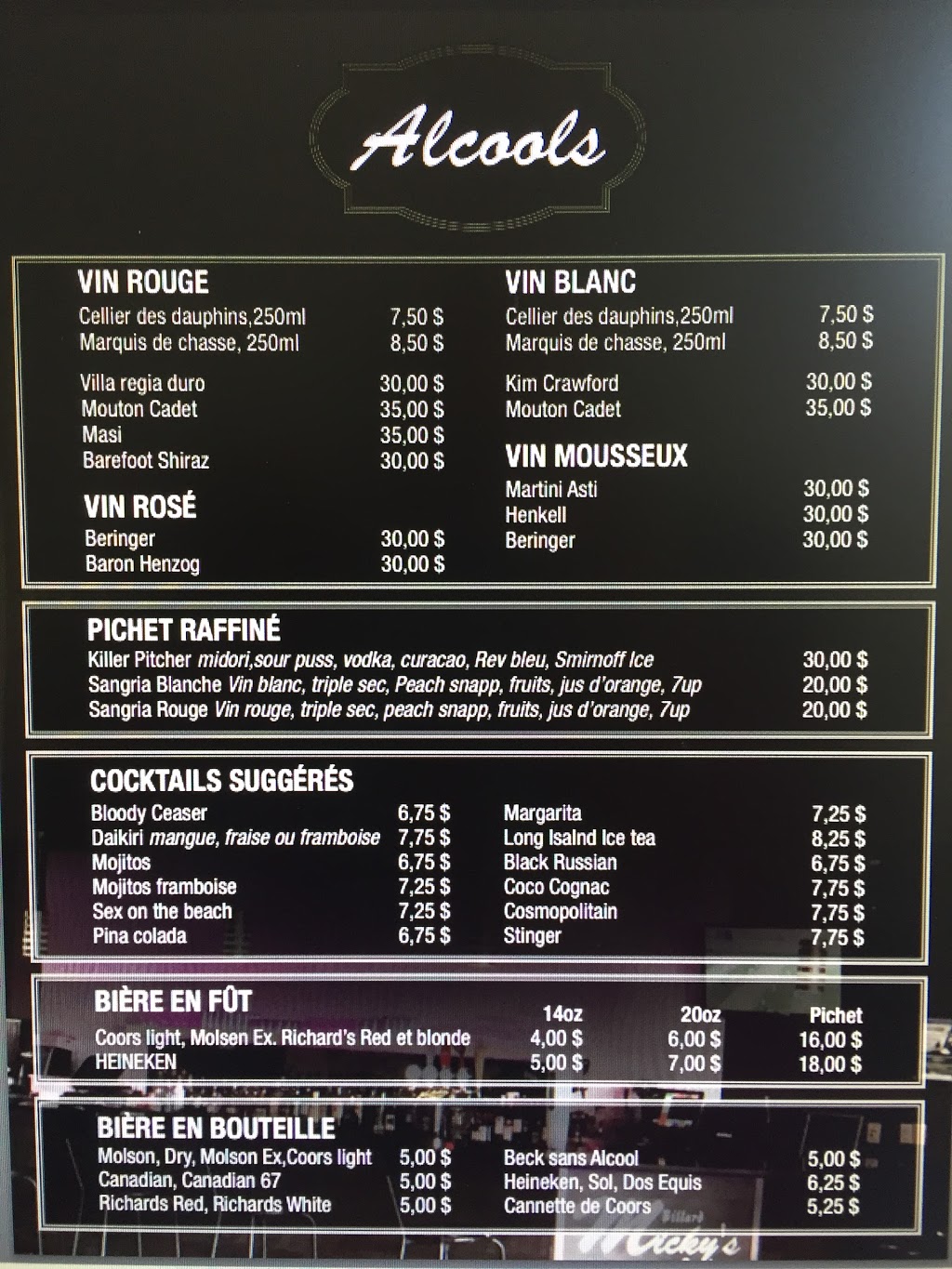 Bar Billard Mickys | 3070 Chemin de la Rivière-Cachée, Boisbriand, QC J7H 1H9, Canada | Phone: (450) 433-6368