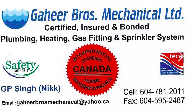 GAHEER MECHANICAL PLUMBING | 8646 151b St, Surrey, BC V3S 4V4, Canada | Phone: (604) 781-2011