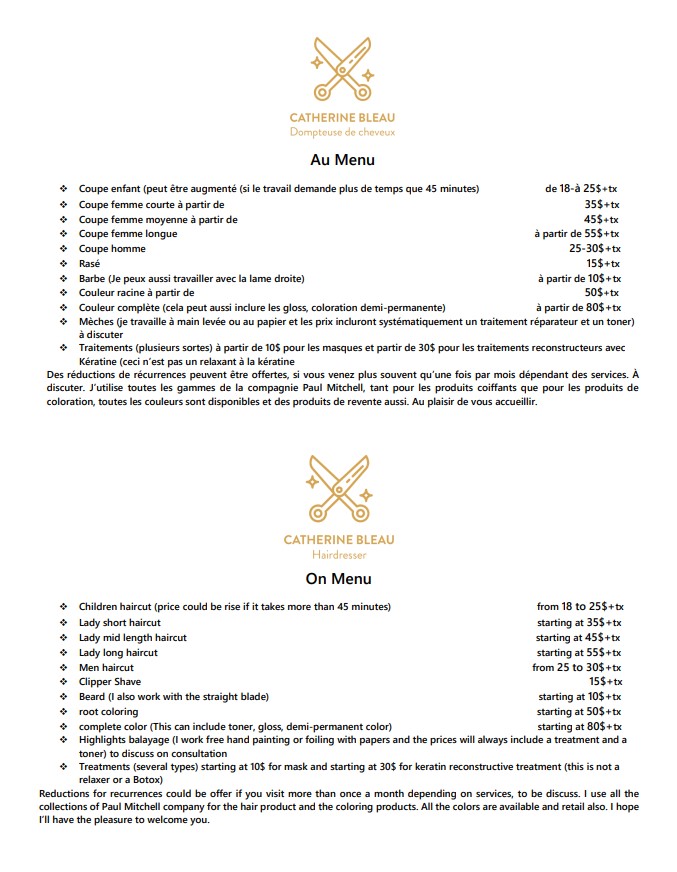 Catherine Bleau dompteuse de cheveux/haidresser | 3860 Rue Bernard-Hubert, Longueuil, QC J3Y 0R3, Canada | Phone: (514) 237-2053