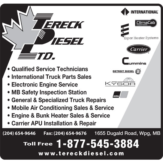 Tereck Diesel Ltd | 1655 Dugald Rd, Winnipeg, MB R2J 0H3, Canada | Phone: (204) 654-9646