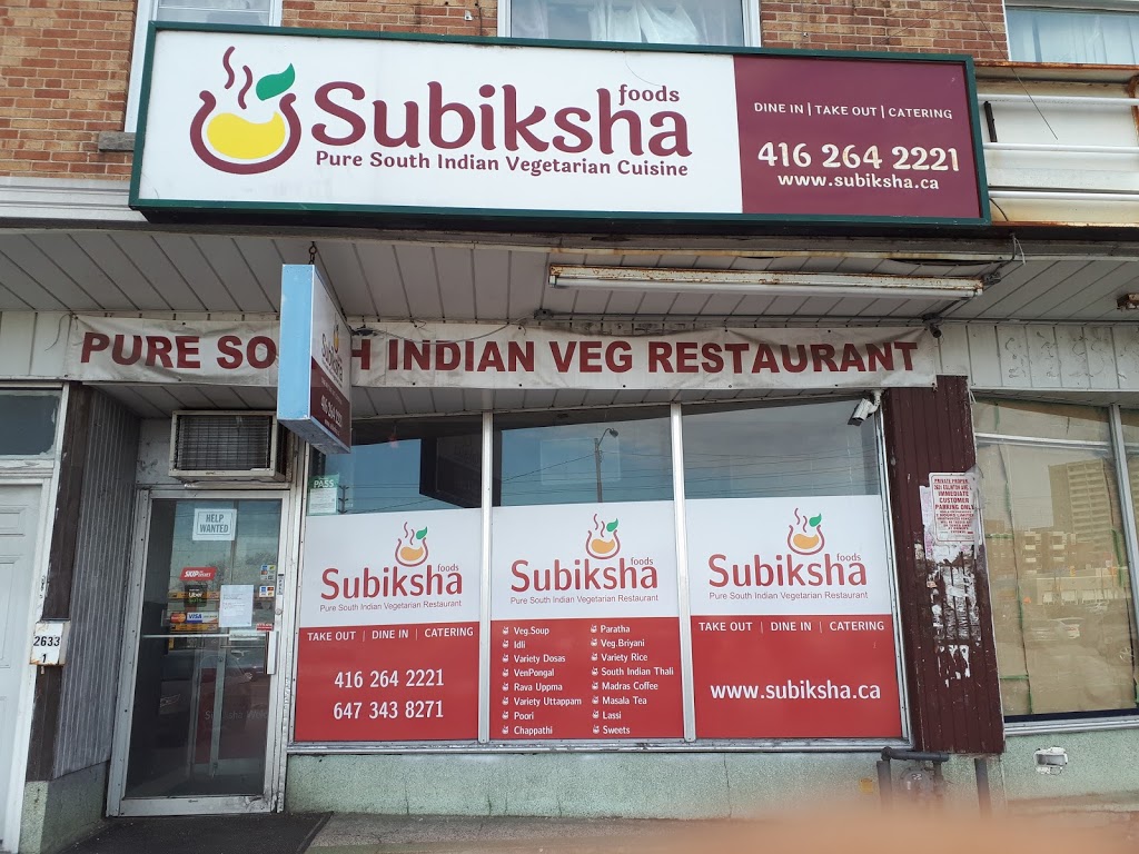 Subiksha Foods | restaurant | 2633 Eglinton Ave E, Scarborough, ON M1K 2S2, Canada | 4162642221 OR +1 416-264-2221