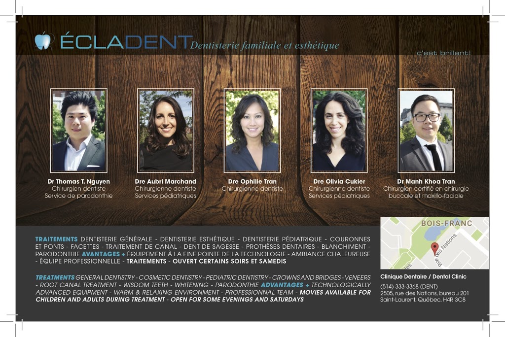 Clinique Dentaire Ecladent | 2505 Rue des Nations, Saint-Laurent, QC H4R 3C8, Canada | Phone: (514) 333-3368