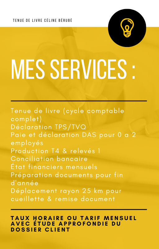 Tenue de livres Céline Bérubé | 3440 Rue Alain, Terrebonne, QC J6Y 1K7, Canada | Phone: (514) 824-8471
