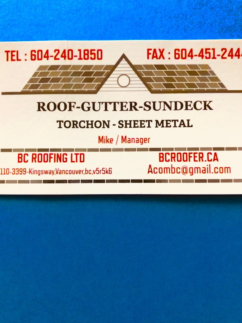 BC ROOFING LTD | 3399 Kingsway, Vancouver, BC V5R 6G7, Canada | Phone: (604) 240-1850