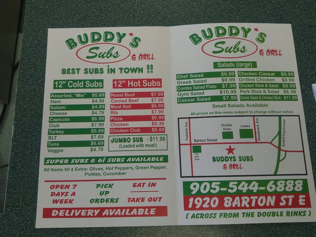 Buddys Subs | 1920 Barton St E, Hamilton, ON L8H 2Y6, Canada | Phone: (905) 544-6888