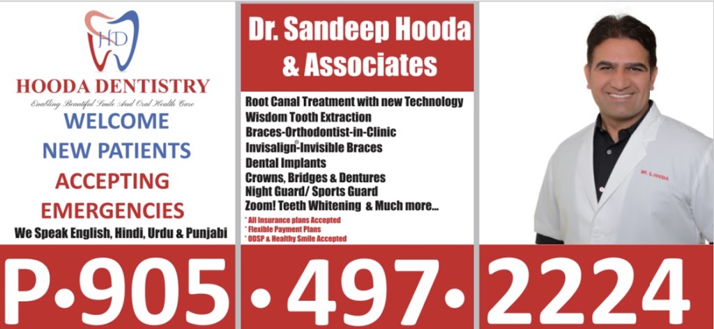 Hooda Dentistry | dentist | 50 Sky Harbour Dr, Brampton, ON L6Y 6G9, Canada | 9054972224 OR +1 905-497-2224