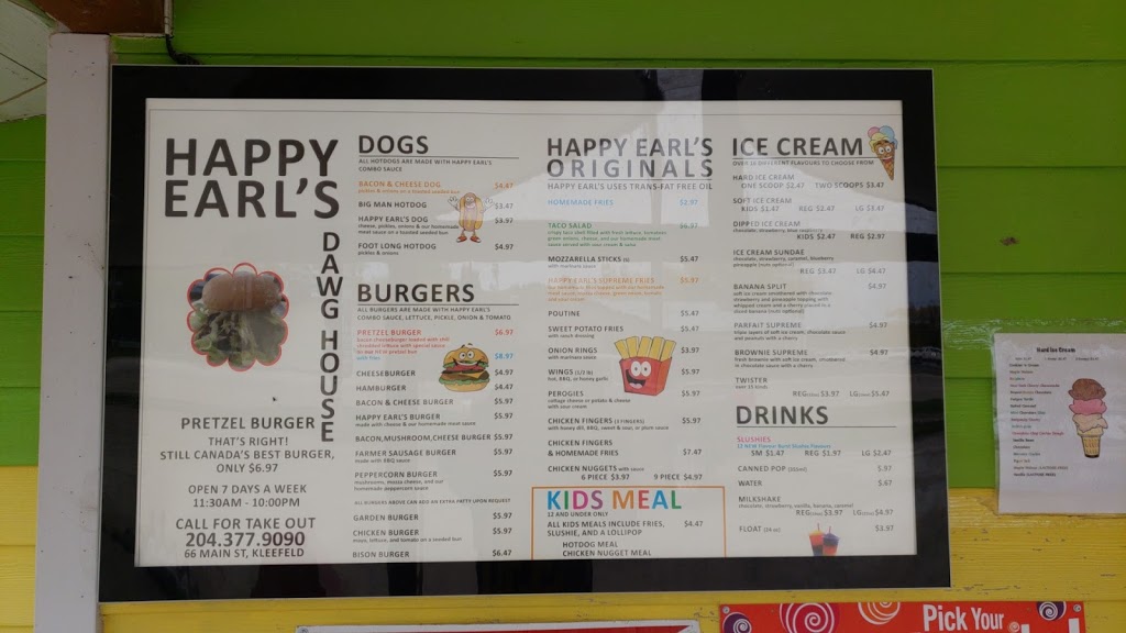 Happy Earls Dawg House | 66 Main St S, Kleefeld, MB R0A 0V0, Canada | Phone: (204) 377-9090