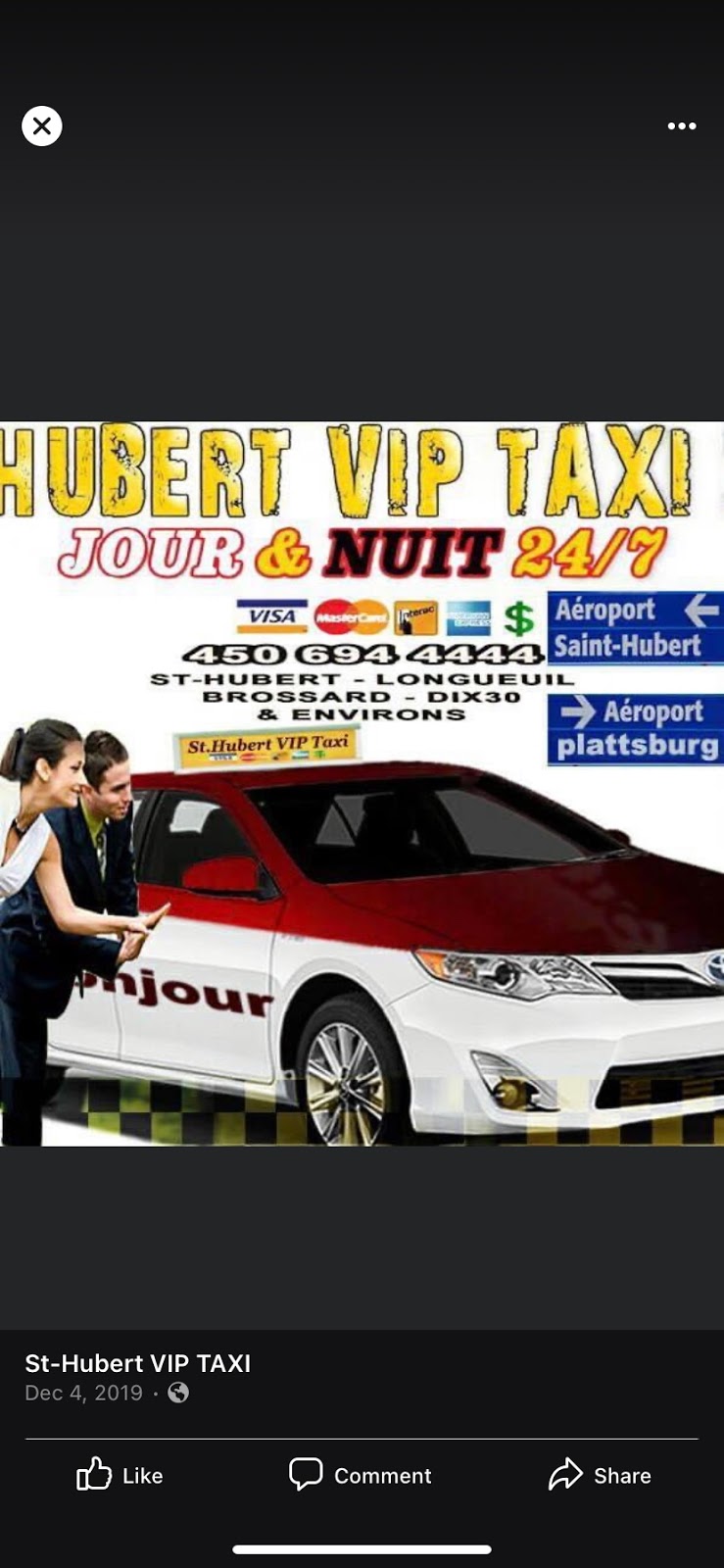 Taxi Vip StHubert | 6200 Rte de lAéroport, Saint-Hubert, QC J3Y 8Y9, Canada | Phone: (450) 694-4444