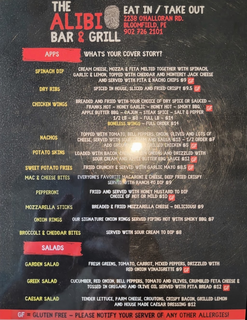 The Alibi Bar And Grill | 2238 Ohalloran Rd, Bloomfield, PE C0B 1E0, Canada | Phone: (902) 726-2101