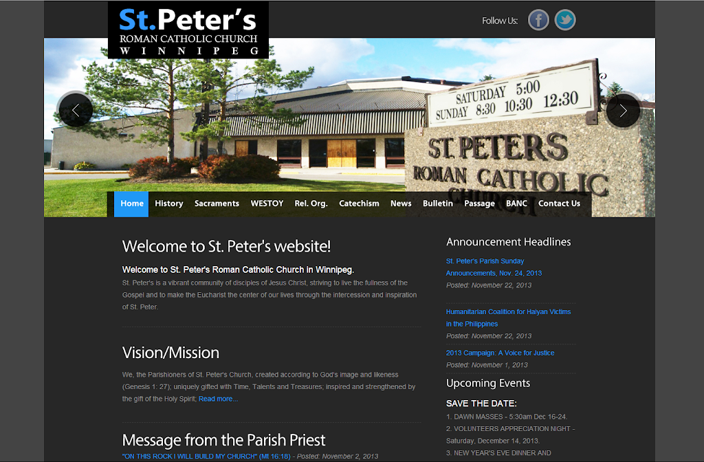 St. Peters Roman Catholic Church Winnipeg | 748 Keewatin St, Winnipeg, MB R2X 2X8, Canada | Phone: (204) 697-7600