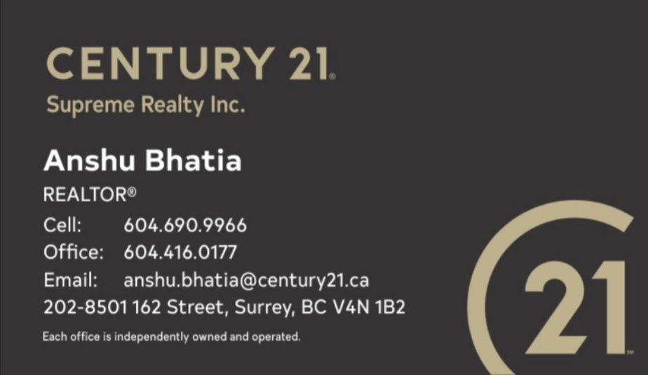 Anshu Bhatia | Realtor® | 8501 162 St #202, Surrey, BC V4N 1B2, Canada | Phone: (604) 690-9966
