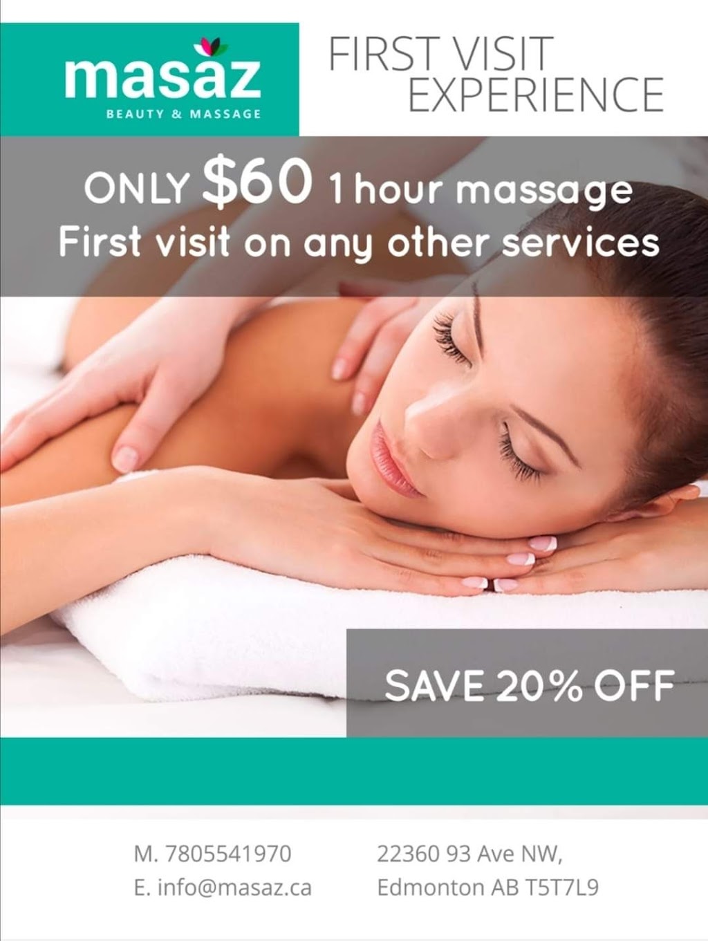MASAZ Beauty & Massage | 22360 93 Ave NW, Edmonton, AB T5T 7L9, Canada | Phone: (780) 554-1970