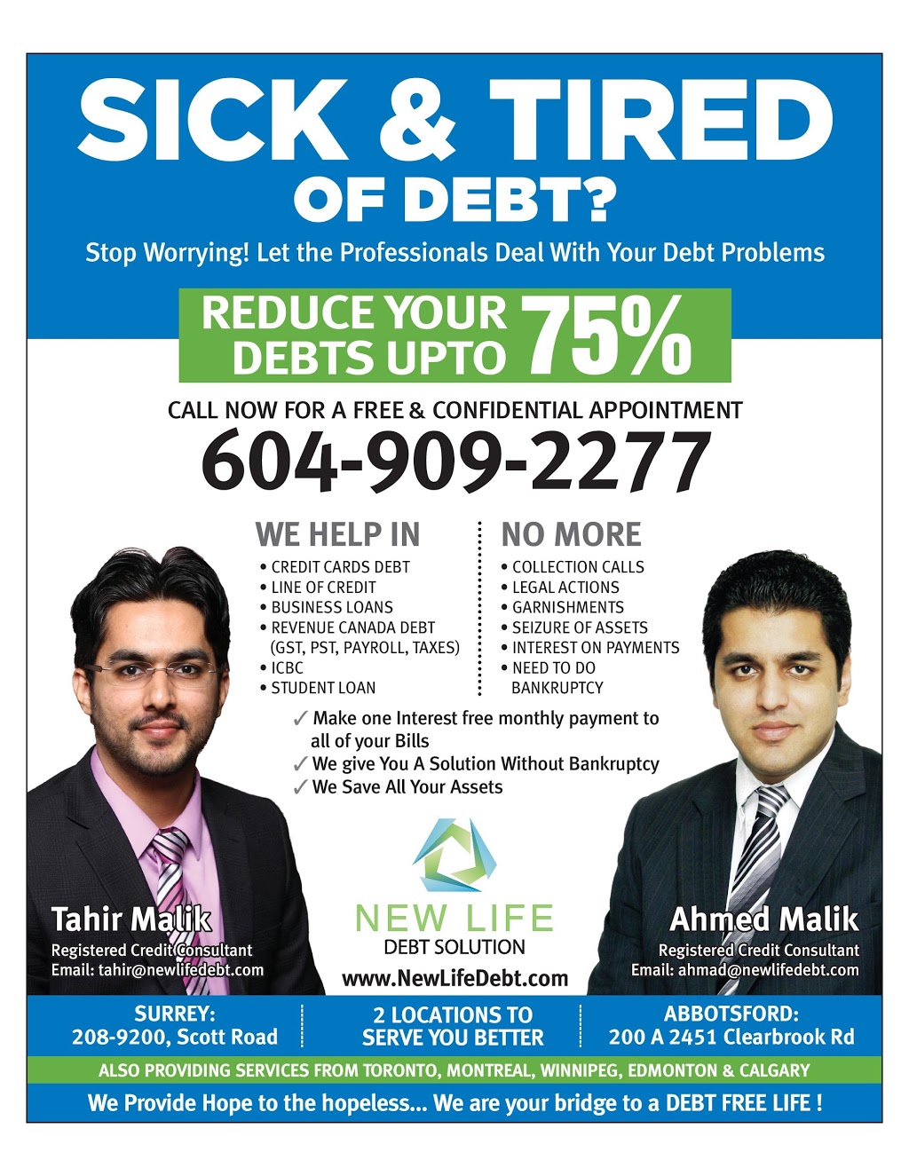 New Life Debt Solutions Inc. | 9200 120 St #208, Surrey, BC V3V 4B7, Canada | Phone: (604) 909-2277