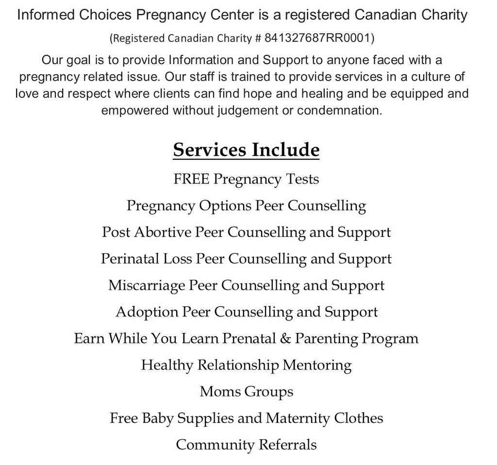 Informed Choices Pregnancy Center | 1000B Albert St W, Moose Jaw, SK S6H 2Y1, Canada | Phone: (306) 690-8462