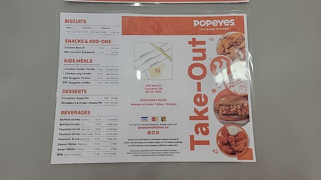 Popeyes Louisiana Kitchen | Blossom Park-Plaza, 2950 Bank St, Ottawa, ON K1T 1N8, Canada | Phone: (613) 737-4206