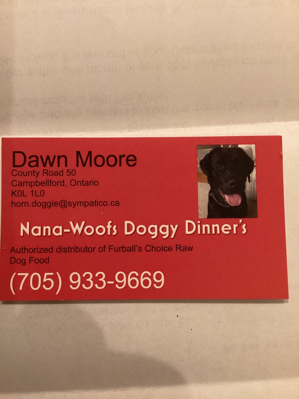 Nana Woofs Doggie Dinners | 7494 County Rd 50, Campbellford, ON K0L 1L0, Canada | Phone: (705) 933-9669