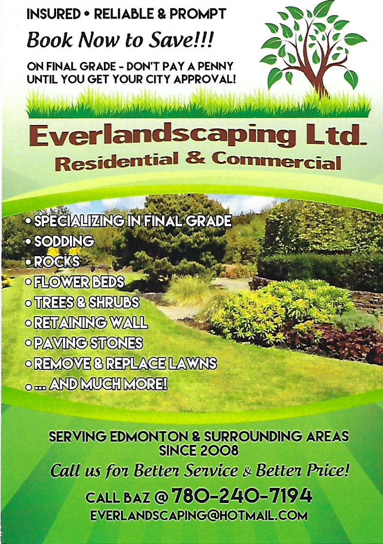 Ever Landscaping ltd | 17576 59 St NW, Edmonton, AB T5Y 0T9, Canada | Phone: (780) 240-7194