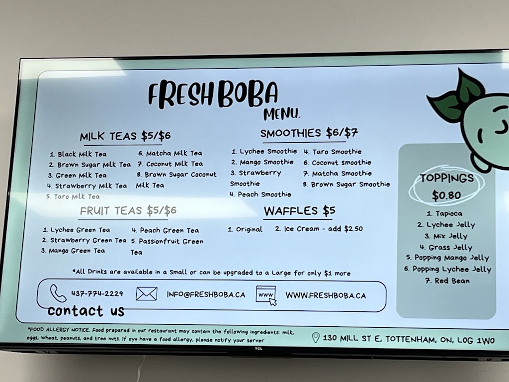Fresh Boba | 130 Mill St E, Tottenham, ON L0G 1W0, Canada | Phone: (437) 774-2229