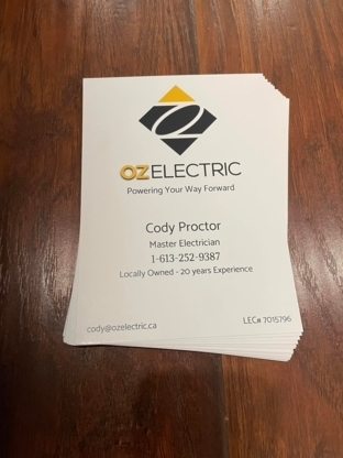OZ ELECTRIC | 110 Stoneyfield Rd, Pembroke, ON K8B 1B3, Canada | Phone: (613) 252-9387