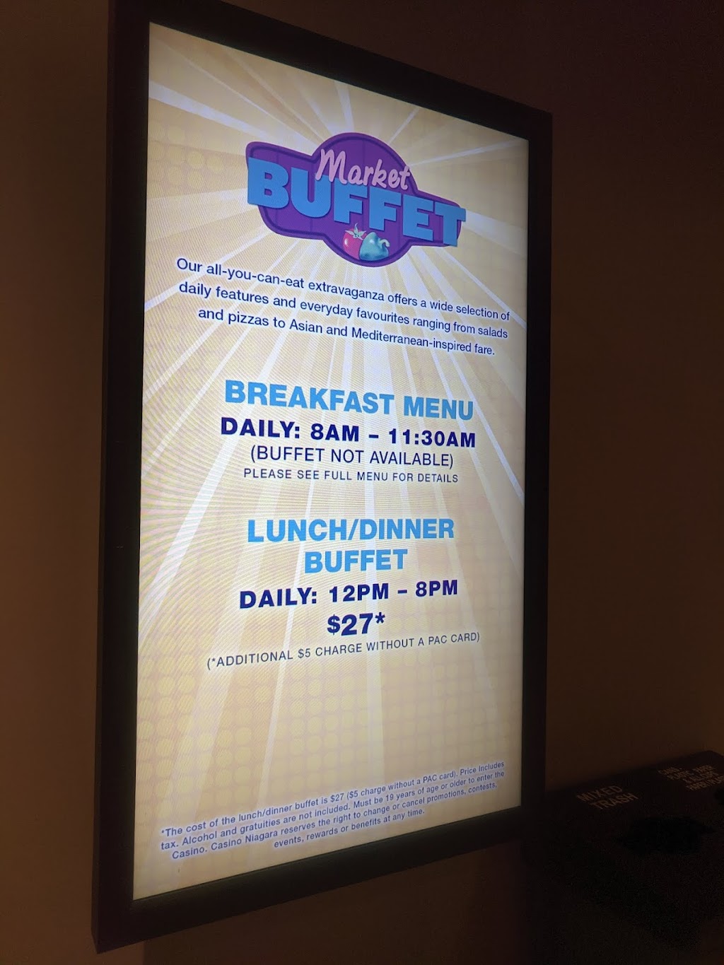Market Buffet | 5705 Falls Ave, Niagara Falls, ON L2G 7W6, Canada | Phone: (888) 325-5788