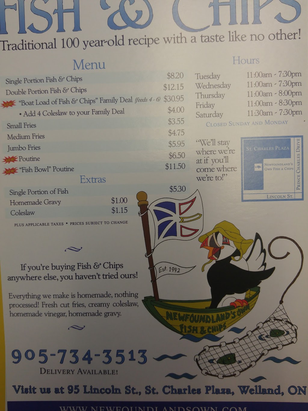 Newfoundlands Own Fish & Chips | 95 Lincoln St, Welland, ON L3C 5J7, Canada | Phone: (905) 734-3513