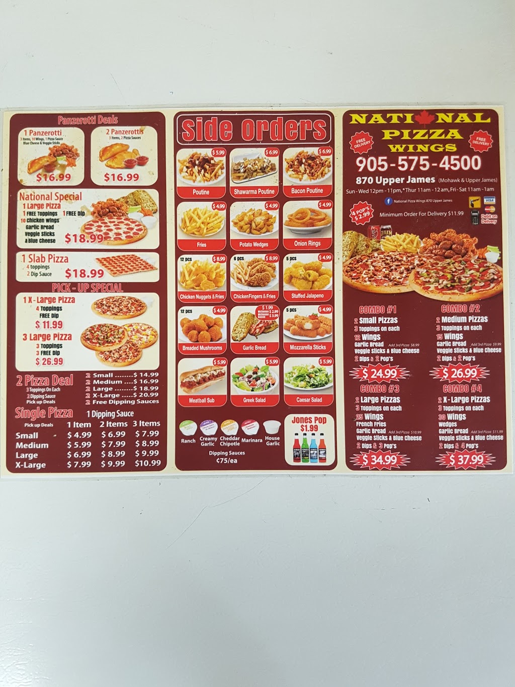 National Pizza & Wings | 870 Upper James St, Hamilton, ON L9C 7N1, Canada | Phone: (905) 575-4500