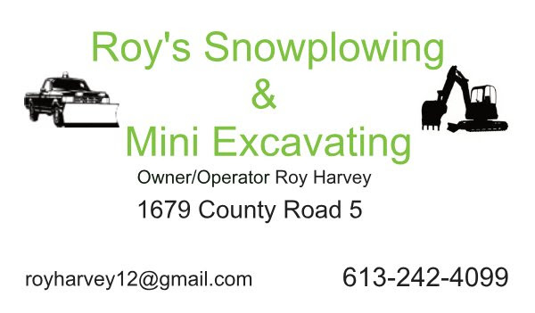 Roys Snowplowing & Mini Excavating | 1679 County Rd 5, Frankford, ON K0K 2C0, Canada | Phone: (613) 242-4099