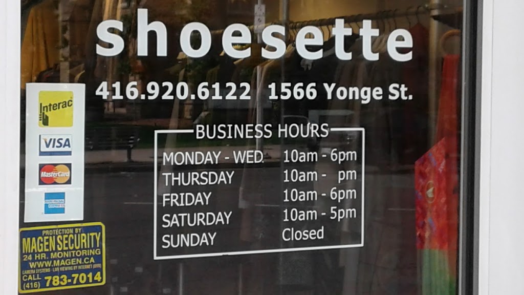 Shoesette | 1566 Yonge St, Toronto, ON M4T 1Z7, Canada | Phone: (416) 920-6122