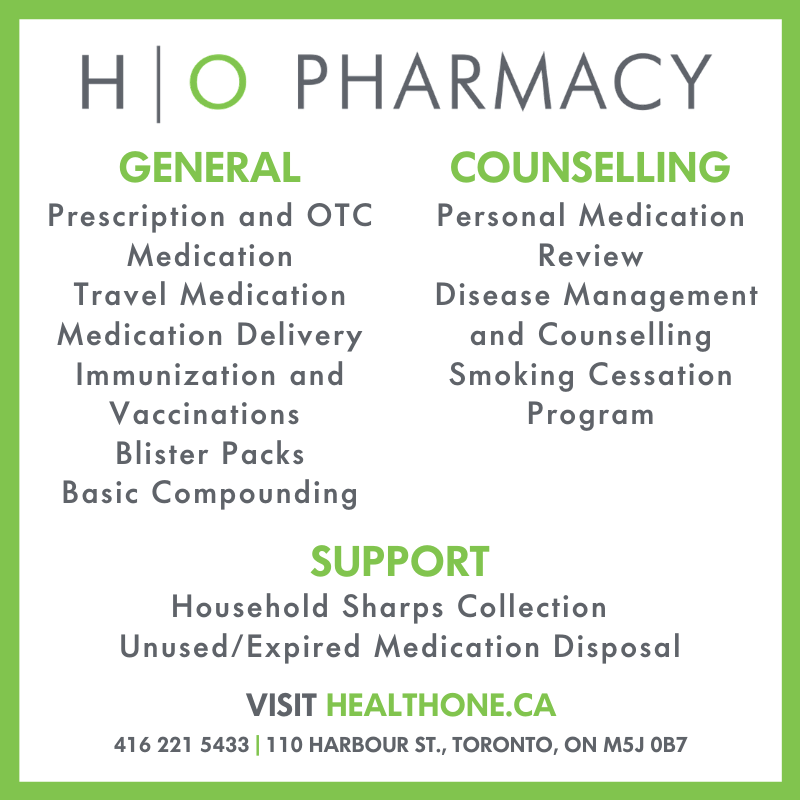 HealthOneTO Pharmacy | 110 Harbour St, Toronto, ON M5J 0B7, Canada | Phone: (416) 221-5433