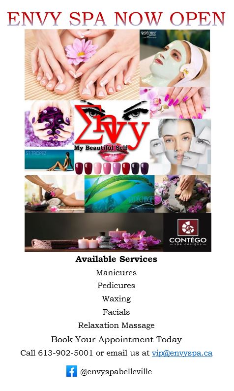 Envy Spa | 116 Pinnacle St 1st Floor suite 1, Belleville, ON K8N 3A4, Canada | Phone: (613) 902-5001