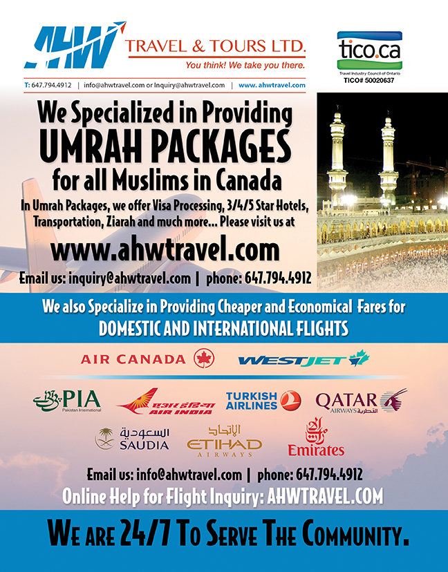 AHW Travel & Tours Ltd. | 11 Lahore Crescent, Markham, ON L3P 0A5, Canada | Phone: (647) 794-4912
