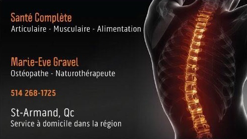 Marie-Eve Gravel Ostéopathe D.O. | 31 Rue du Pont, Bedford, QC J0J 1A0, Canada | Phone: (514) 268-1725
