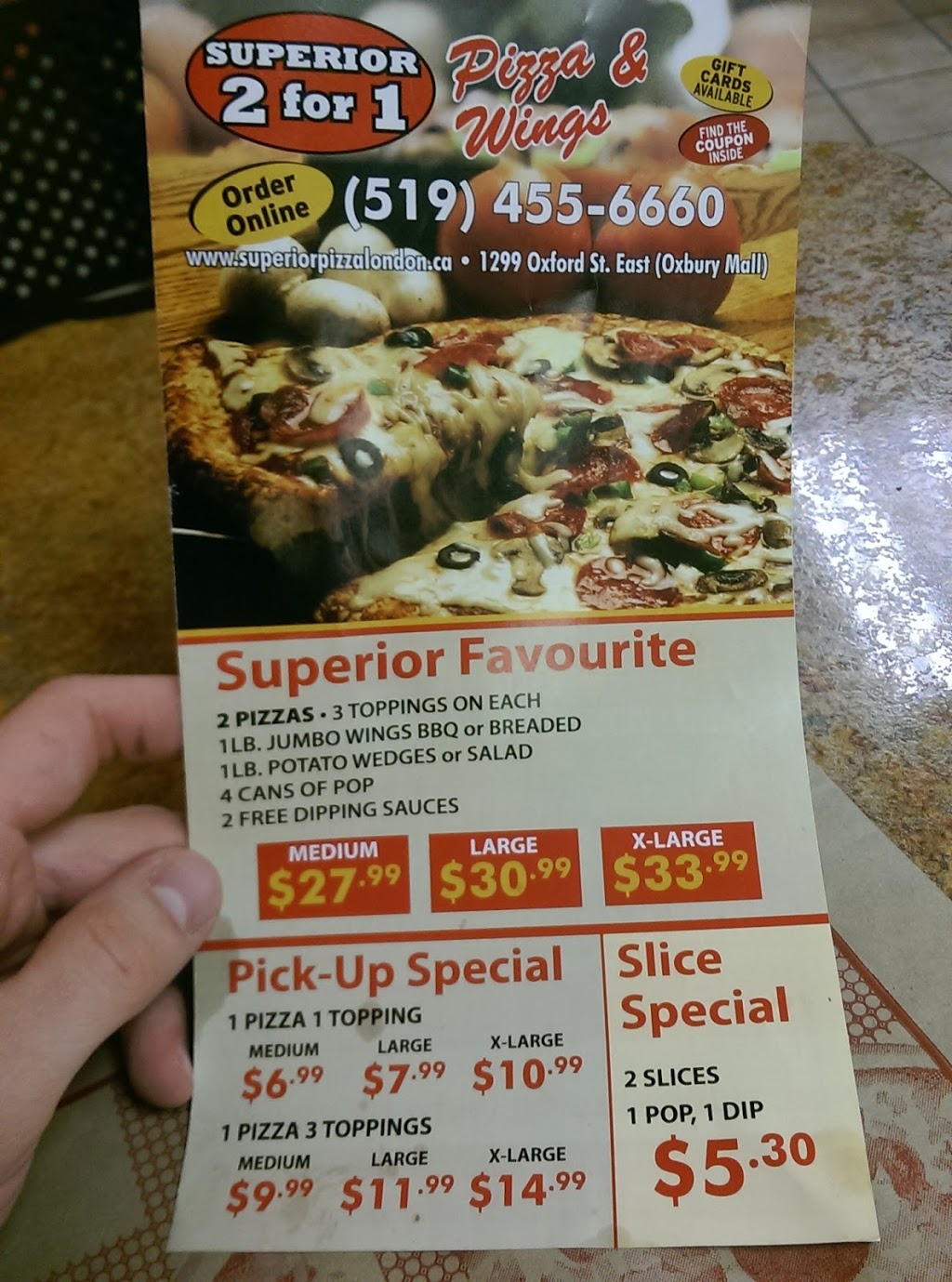 Superior Pizza | 1299 Oxford St E, London, ON N5Y 4W5, Canada | Phone: (519) 455-6660