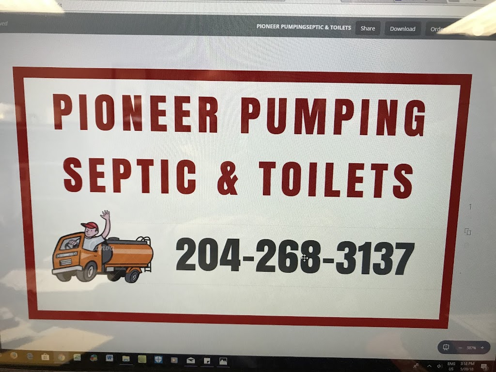 Pioneer Pumping Septic & Toilets | point of interest | 848 Ashton Ave, Beausejour, MB R0E 0C0, Canada | 2042683137 OR +1 204-268-3137