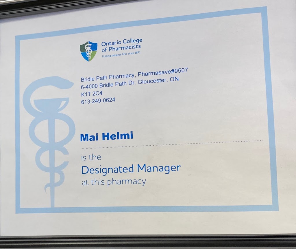 Pharmasave Bridle Path Pharmacy | 4000 Bridle Path Dr Unit #6, Gloucester, ON K1T 2C4, Canada | Phone: (613) 249-0624