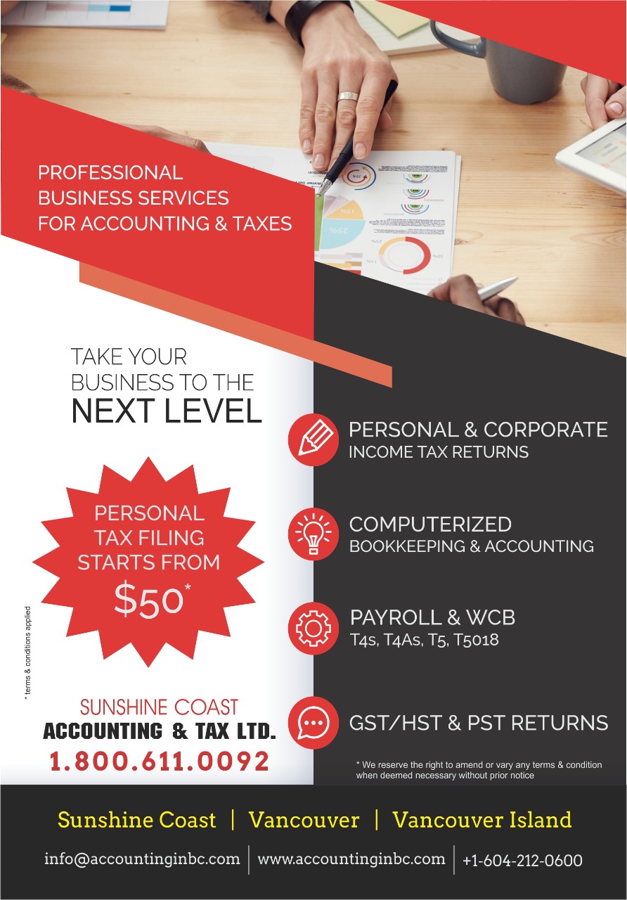 Sunshine Coast Accounting & Tax | 5760 Teredo St Unit # 211, Sechelt, BC V0N 3A0, Canada | Phone: (604) 212-0600