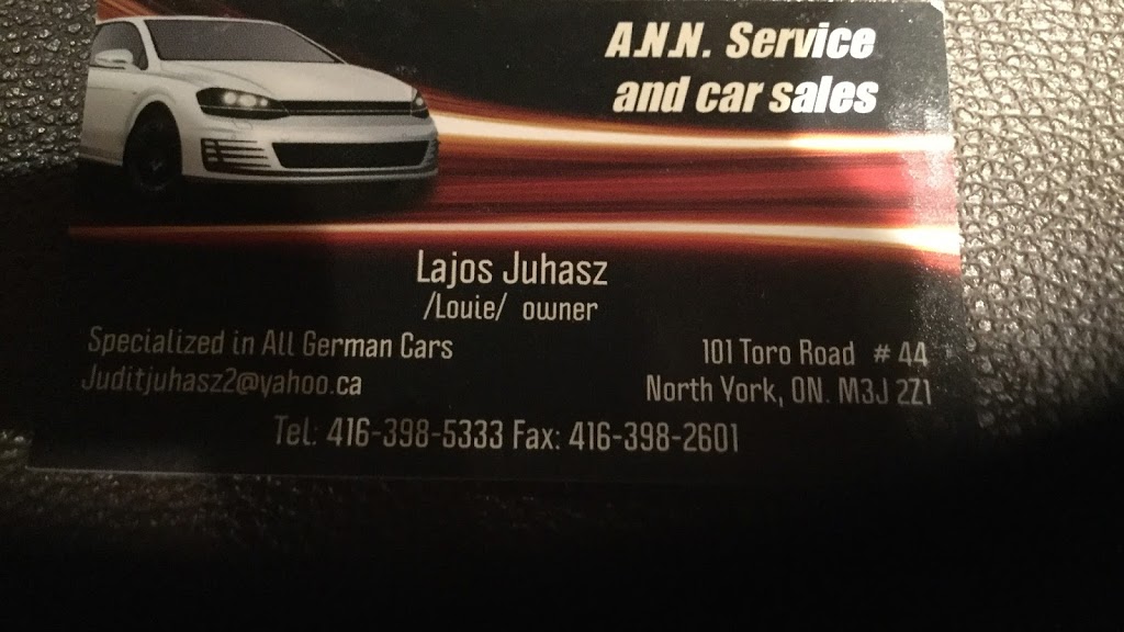 ANN Service & Car Sales | 44 - 101 Toro Rd, North York, ON M3J 2Z1, Canada | Phone: (416) 398-5333