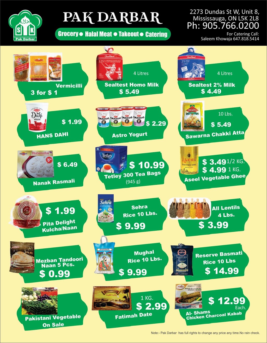 Pak Darbar | 8-2273 Dundas St W, Mississauga, ON L5K 2L8, Canada | Phone: (905) 766-0200