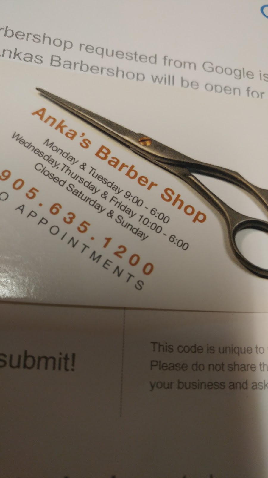 Ankas Barbershop | hair care | 2445 Glenwood School Dr, Burlington, ON L7R 3R9, Canada | 9056351200 OR +1 905-635-1200