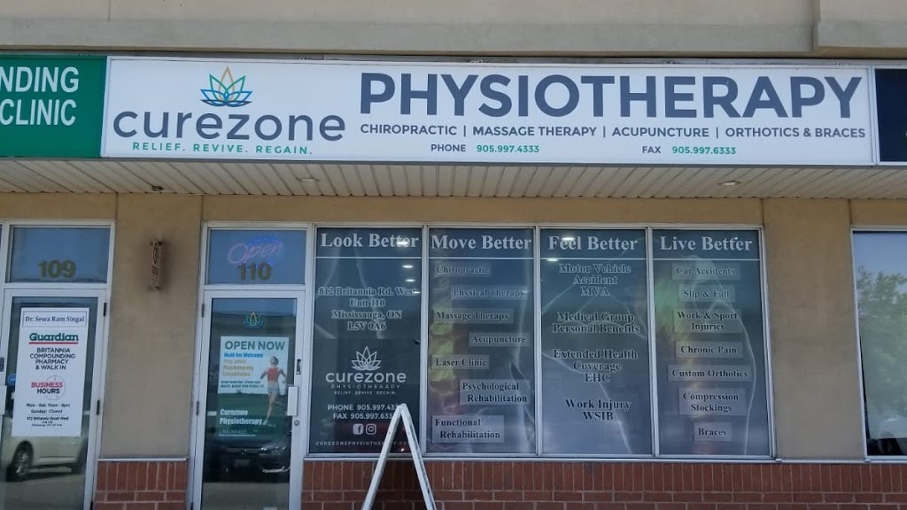 Curezone Physiotherapy | 812 Britannia Rd W Unit 110, Mississauga, ON L5V 0A6, Canada | Phone: (905) 997-4333