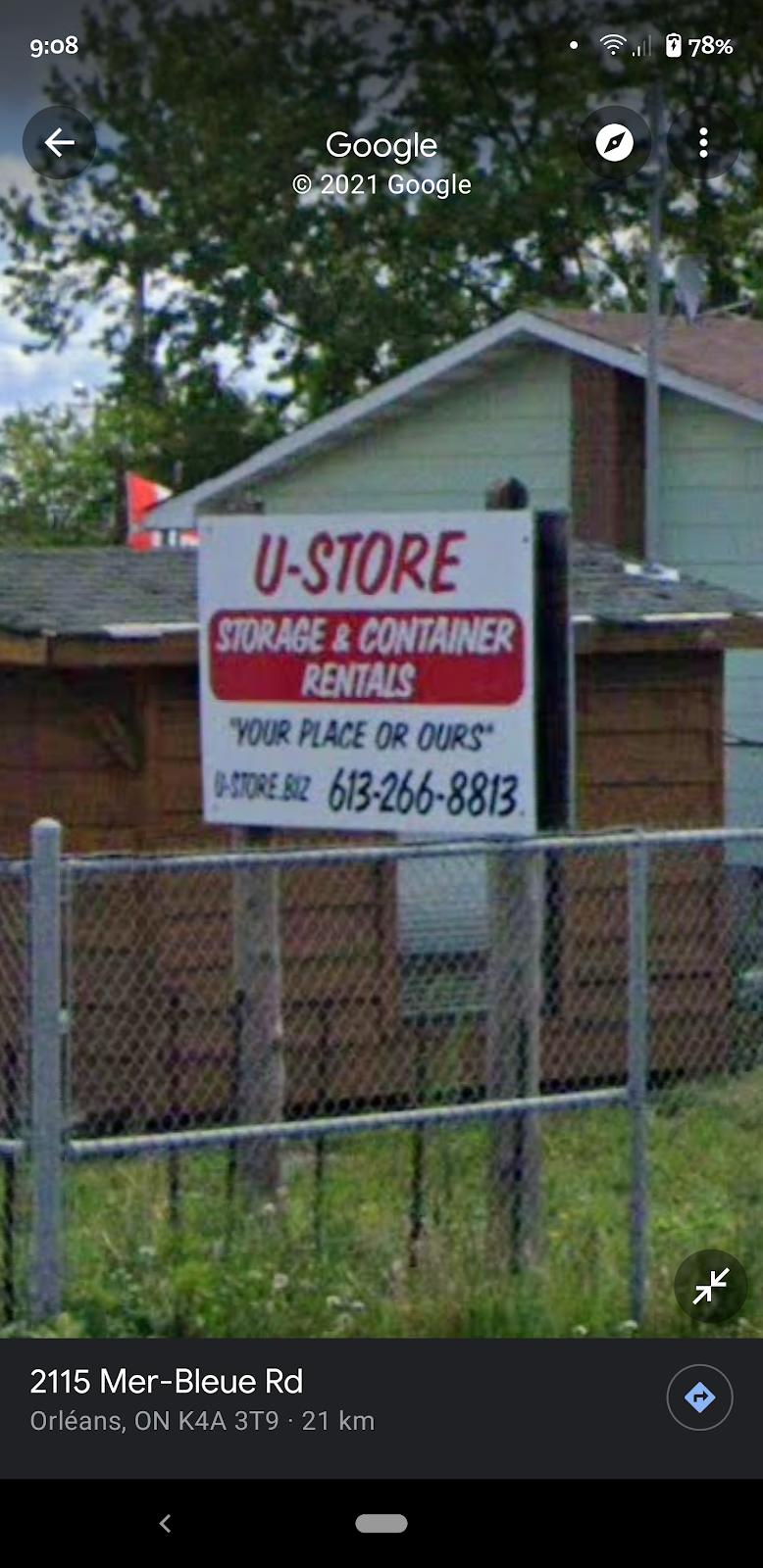 U-STORE Storage and Container Rentals | storage | 2115 Mer-Bleue Rd, Orléans, ON K4A 3T9, Canada | 6132268813 OR +1 613-226-8813