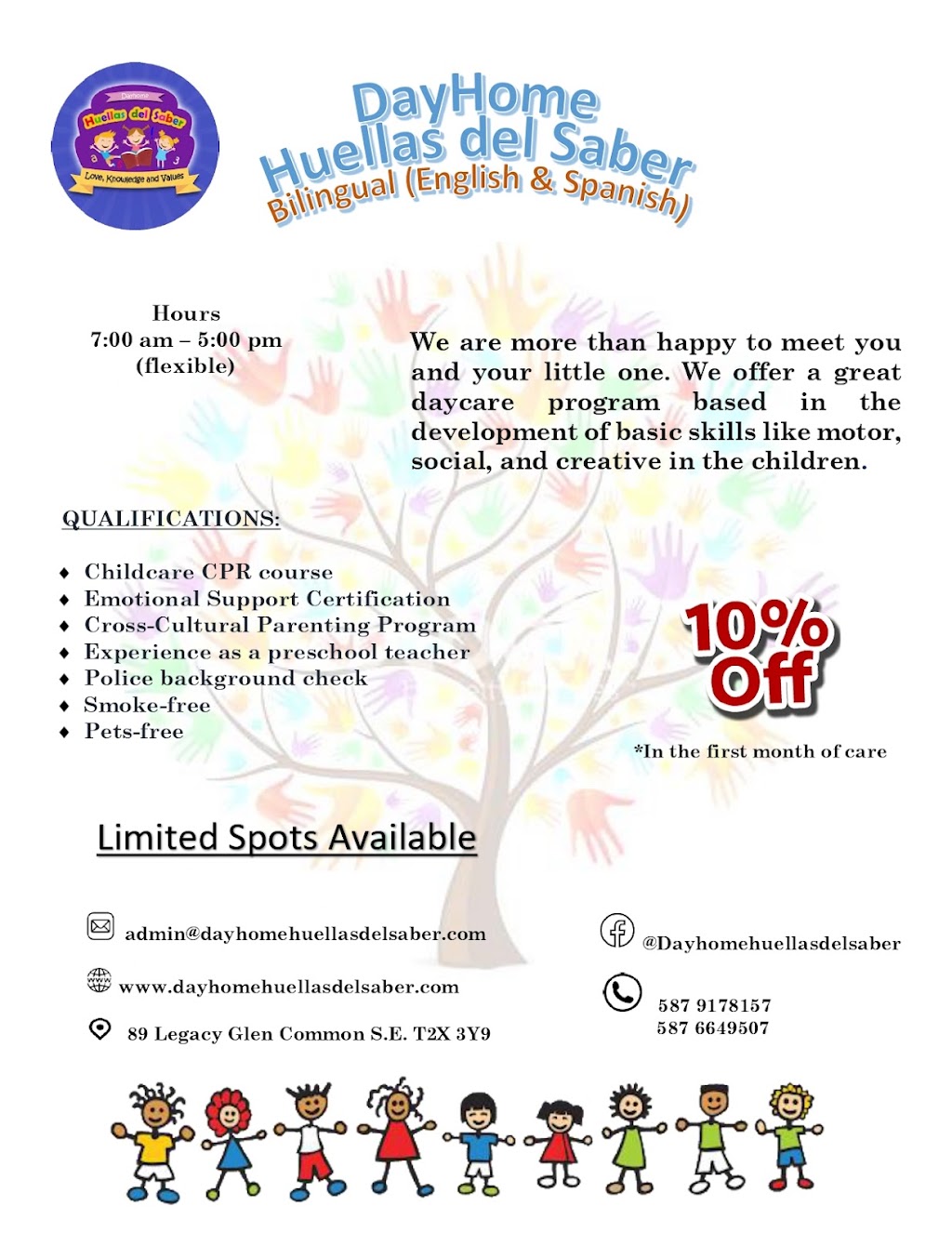 Dayhome Huellas del Saber | 89 Legacy Glen Common SE, Calgary, AB T2X 3Y9, Canada | Phone: (587) 917-8157