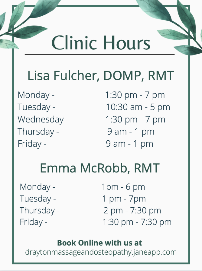 Drayton Massage and Osteopathy | 24 Wellington St S, Drayton, ON N0G 1P0, Canada | Phone: (519) 504-8004