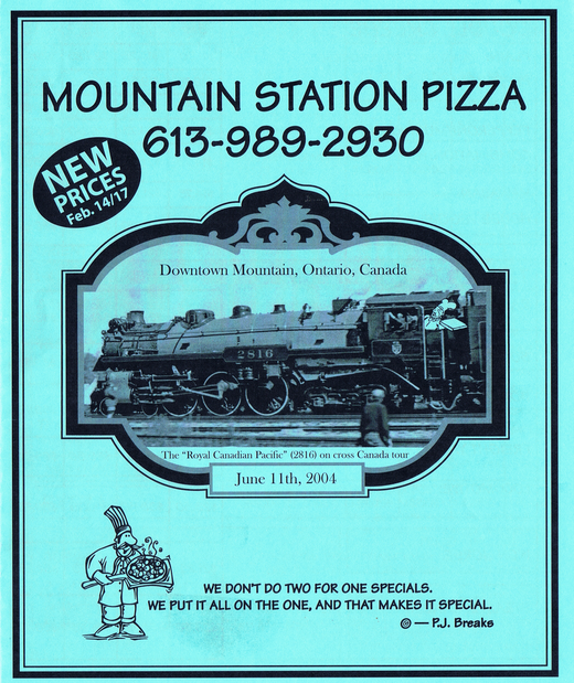Mountain Station Pizza | restaurant | 10512 Clark Rd, Mountain, ON K0E 1S0, Canada | 6139892930 OR +1 613-989-2930